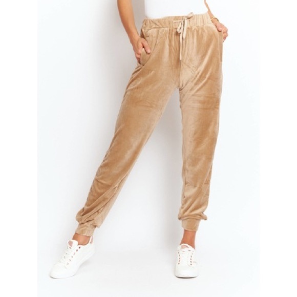Phil Love Pants - Phil Love Women's Velvet Joggers with Drawstring Elastic Waist